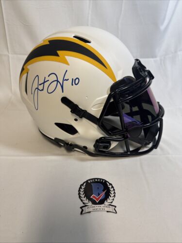 JUSTIN HERBERT Signed F/S AUTHENTIC Lunar Eclipse CHARGERS Helmet Inscribed ~BAS