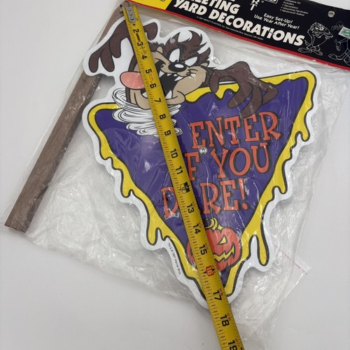 Vtg Halloween Taz Yard Sign 90's Looney Tunes TM Warner Bros NIB Tasmanian Devil - Picture 11 of 12