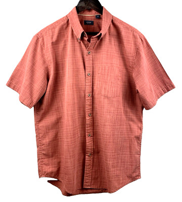 ARROW Button Down Shirt Men's Size Large Brick Red USA 1851 Short Sleeve Holiday
