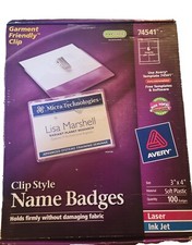 Avery ID Badge Holders Clip On Clear with White Inserts 100/Box 74541 440726