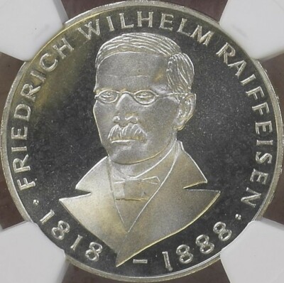 GERMANY. 1968, 5 Mark, Silver, J - NGC PF67 - Raiffeisen, Hamburg
