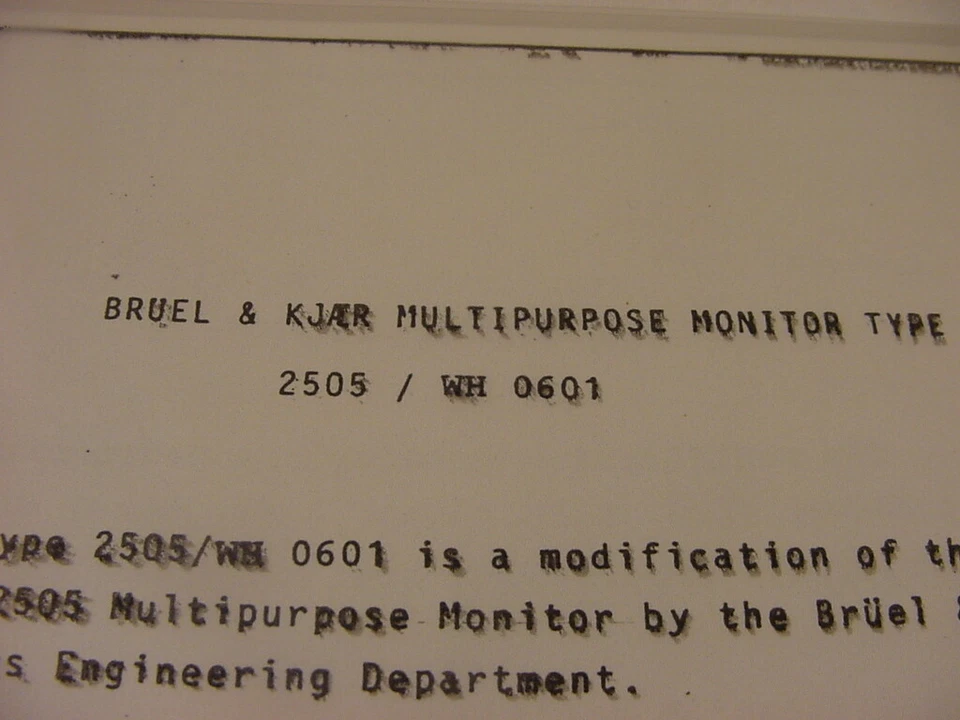 VTG MANUAL - BK BRUEL & KJAER MULTIPURPOSE MONITOR 2505 WR 0601 INSTRUCTION - Image 2 of 2