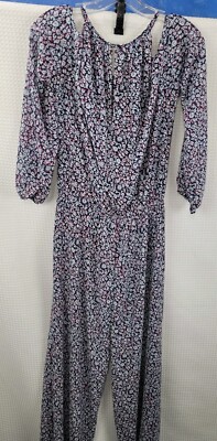Michael Kors Cold Shoulder Ikat Long Sleeve 1 Piece Jumpsuit Size Medium NWT