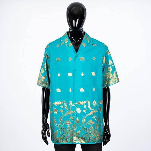 GUCCI 1400$ Blue Bowling Shirt with 