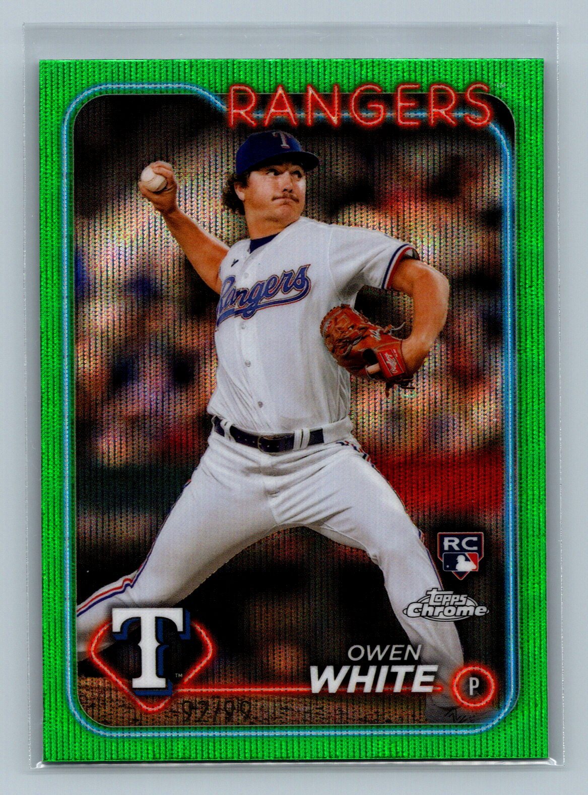 2024 Topps Chrome #211 Owen White Green Refractor /99 Texas Rangers