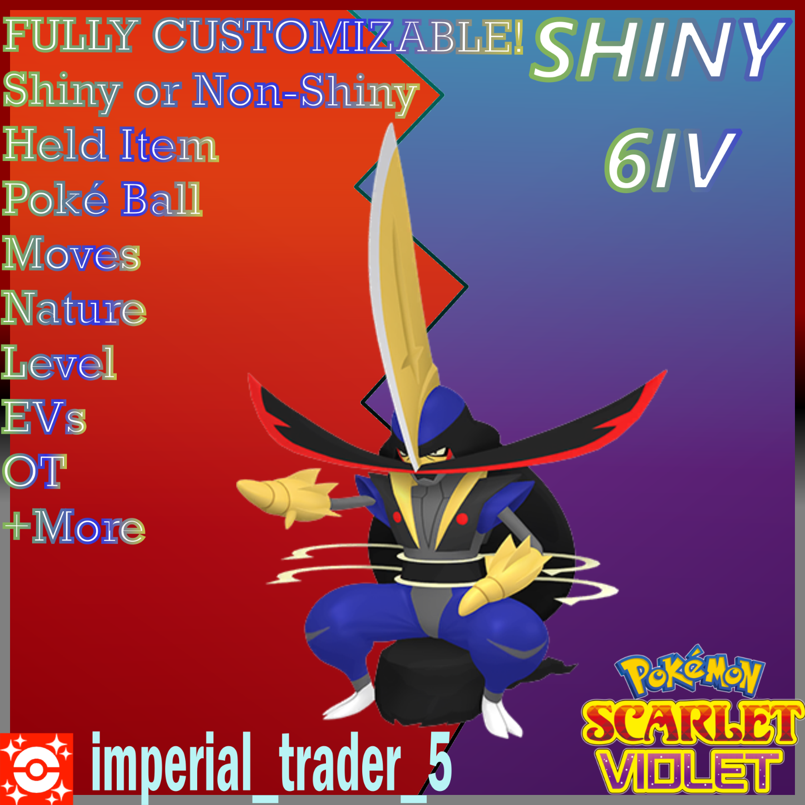 KINGAMBIT Shiny 6IV / Pokemon Scarlet and Violet / Competitive -  Israel