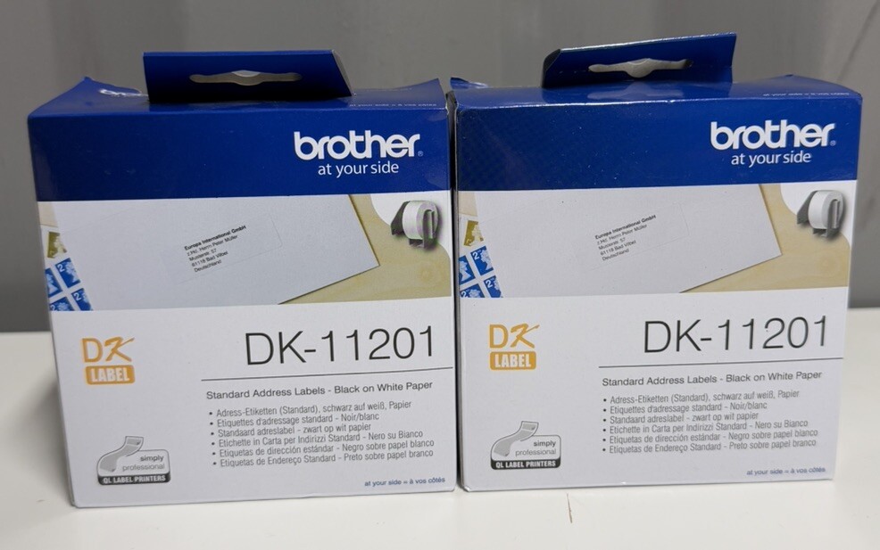 BUNDLE (X2) Genuine Brother DK-11201 400 Address Labels, 800 Total (29x90mm) NEW