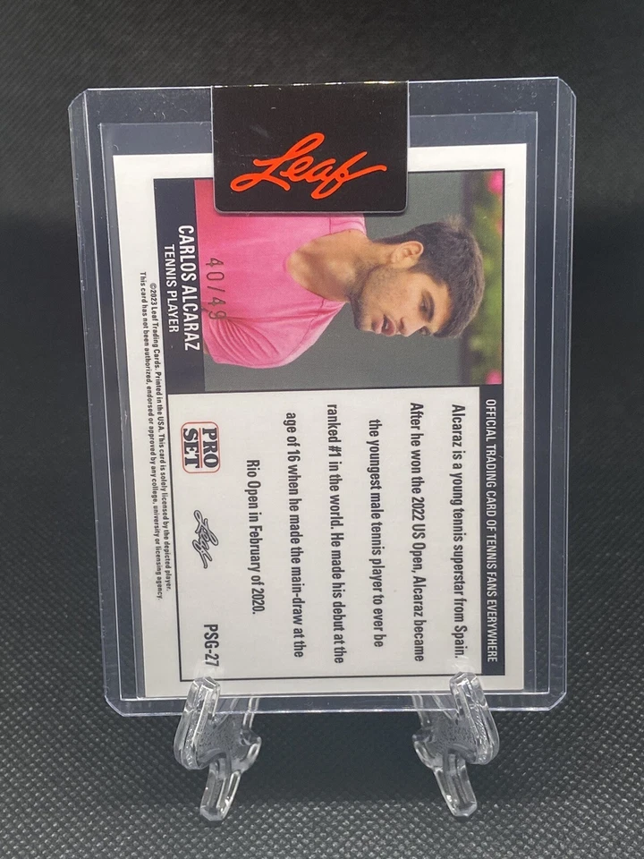 Juego de tarjetas coleccionables deportivas Leaf Pro 2023 metal negro Carlos Alcaraz tenis ATP/49 Foto 2 de 4