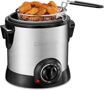 Fry Guy Deep Fryer with Removable Basket, Easy-To-Clean Non-Stick Coating and Co