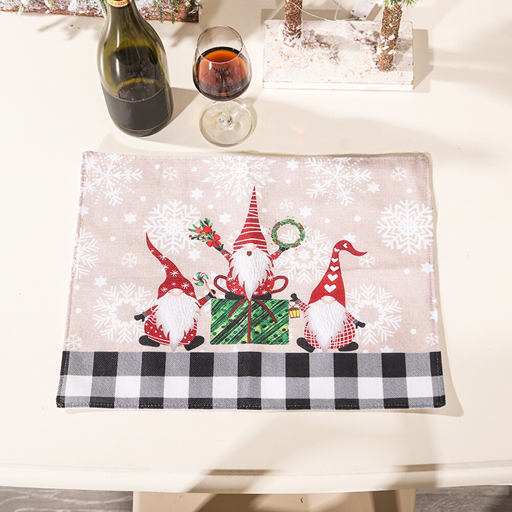 Table Insulation Placemats Christma Faceless Elderly Table Mat (White