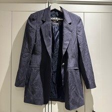 Cache D’or Longline Jacket Women’s Size 10 Wool Blend Navy Blue