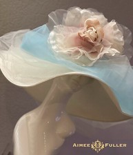 Kentucky Derby Hat Baby Blue Soft Pink Rose Royal Ascot Hat Melbourne Cup Bridal