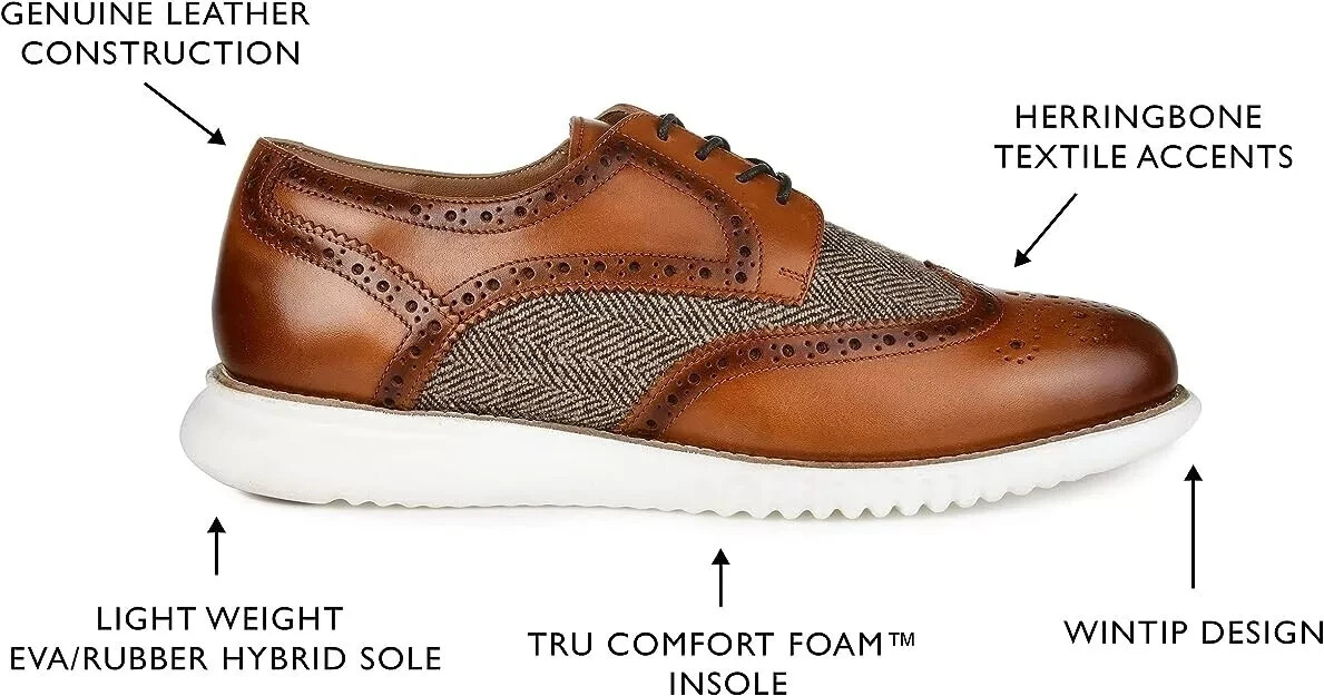 Thomas & Vine Wilder Black Leather Wingtip Derby Thomas Vine Mens Wilder Wingtip Derby Shoes Color Cognac  main image 4