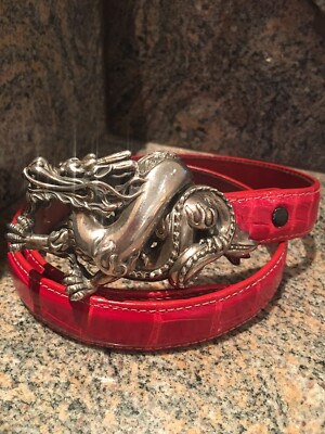 Barry Kieselstein-Cord Vintage Skinny Red Lizard Belt Strap 4 NEW CONDITION Kieselstein-Cord Skinny Lizard Belt - Red Belts, Accessories  main image 2