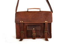 14 In Real Leather Satchel Messenger Bag Laptop School Briefcase Shoulder Bags