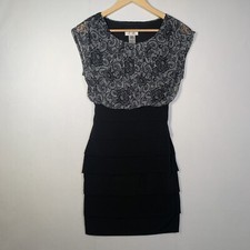 SWEET STORM Cocktail Dress Women’s Small Little Black Ruched Stretch Paisley