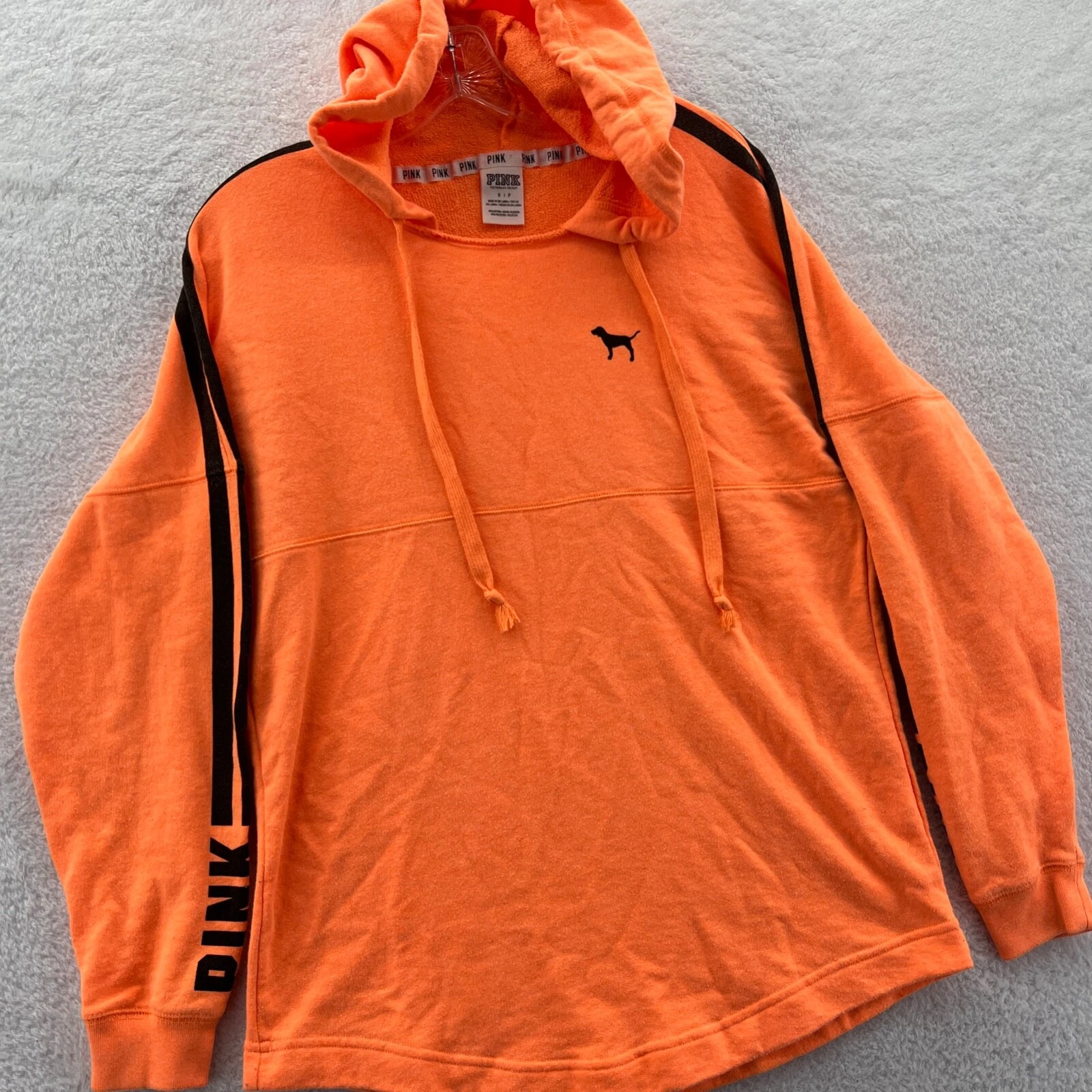 UNDERCOVER Felpa con cappuccio Victoria's Secret donna piccola pullover arancione manica lunga logo top