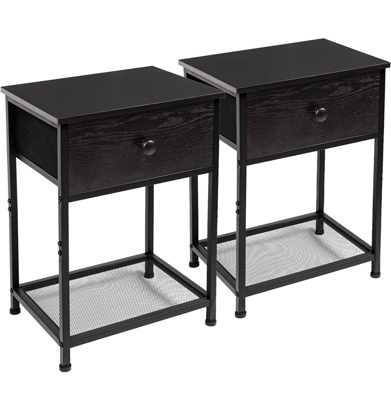 Set of 2, Small End Tables Living Room W/ Drawer, Industrial Slim Side Tables eBay