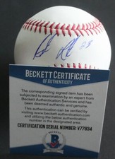 Austin Listi Phillies Signed Official Major League Baseball W/Beckett COA V77834
