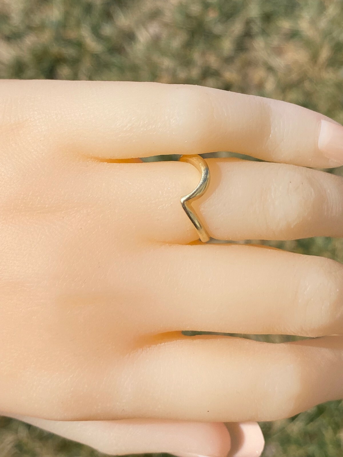 Simple Yellow Gold Stackable Wave Ring - image 9