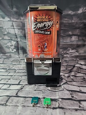 Buzz Bite Energy Chocolate Chew Vending Machine With Keys Works NIB