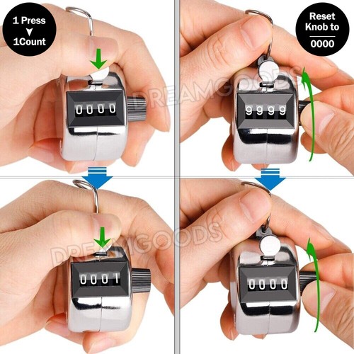 4 Digit Tally Counter Hand Held Number Clicker Mechanical Manual Counting Click - Picture 9 of 9