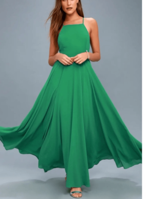 solid green maxi dress Solid Kelly Green Tube Top Maxi Dress_L Large