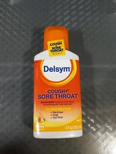 Delsym Cough + Sore Throat Liquid Honey Flavor 6oz EXP 11/25 #L22