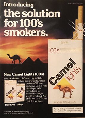 1979 Camel Lights Cigarettes PRINT AD Solution For 100s Smokers VTG 1970s  New