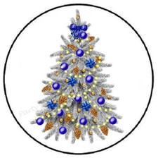 BLUE CHRISTMAS TREE ENVELOPE SEALS LABELS STICKERS PARTY FAVORS