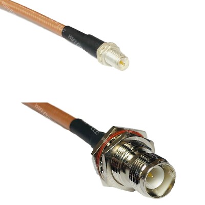 RG400 RP-SMA FEMALE to RP-TNC FEMALE BULKHEAD RF Cable FAST-SHIP LOT