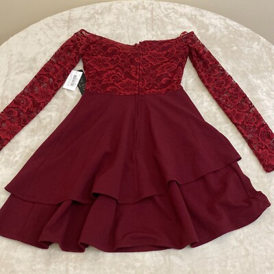 red off the shoulder fit and flare dress Scalloped Hem 3D Floral Guipure Embroidery Mesh Fit And Flare Midi Dress, XS / White
