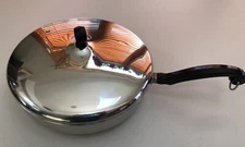 Farberware Al Clad Stainless Steel 10.25" Skillet Fry Pan+Lid NYC USA. Beautiful