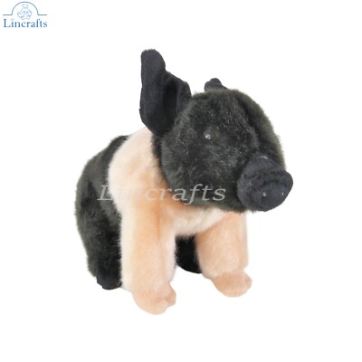 Schwein schwarz/rosa Plüschtier Stofftier Bauernhoftier Teddy. Living Nature AN335. Geschenk. 16 cm