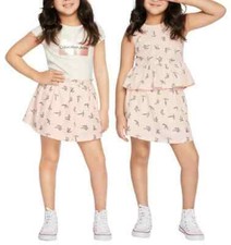 Calvin Klein Kids 3-piece Shorts Set Girls Sz 5 Pink Black White Tee Tunic Skort