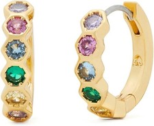 Image of NEW Kate Spade New York, Women's, Hexagon Huggies, Multi COLOR STONES PIERCED