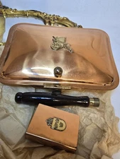 Vtg Coppercraft Guild Copper Silent Butler Ashtray USA Wood Handle Cottagecore