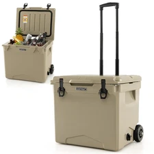 42 Qt Portable Cooler w/ wheels Handle Roto Molded Ice Chest Insulated 5-7 Days