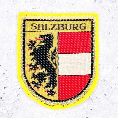 Vintage Salzburg Patch   Austria Black Lion Coat of Arms Souvenir   Sew-On