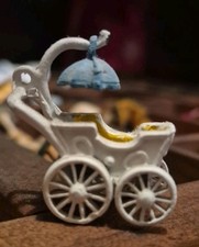 Vintage Metal Baby Carriage Stroller Pram White
