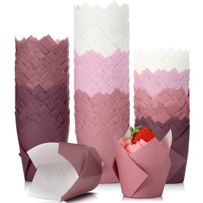 500 PCS Gradient Pink Jumbo Tulip Cupcake Liners Greaseproof Wrappers