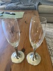 Set Of Two Williams Sonoma Fluted Champagne Glasses With Pewter Stems Etain 95% — photo 3
