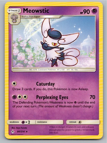 2019 POKEMON MEOWSTIC UNBROKEN BONDS 80/214 R NM A87471 FREE S&H