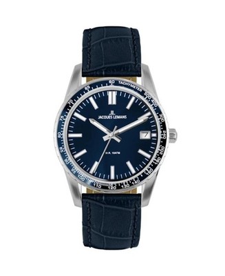 JACQUES LEMANS Men Quartz Casual Watch Classic Dress Blue Dial Waterproof Round