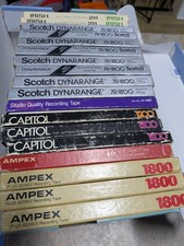 Various Brands Used 7" Reel to Reel Tapes Lot of 25 w/ 7 Hard Cases Untested