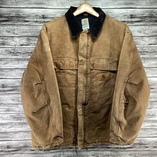 Carhartt C26 Jacket Mens XL Brown Duck Canvas Chore Coat Quilt Lined Workwear