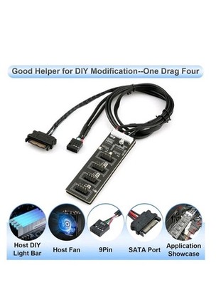 9Pin USB Header Splitter, USB 2.0 Header Splitter with SATA  Cable,7192