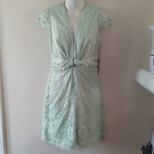 NWT Vince Camuto Pistachio  dress crochet lace bodycon sz 4 Bunched Waist Fairy 