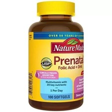 Nature Made Prenatal with Folic Acid  DHA Softgels, 100 Ct Exp 03/27 