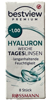 BestView Premium, weiche Tageslinsen, Hyaluron -1,00, neu&ovp